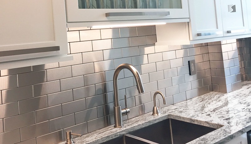 Handcrafted Tiles - Made in USA - Manufacturer Direct - Stainless Steel Backsplash Tiles - Residential + Commercial - Indoor + Outdoor 445