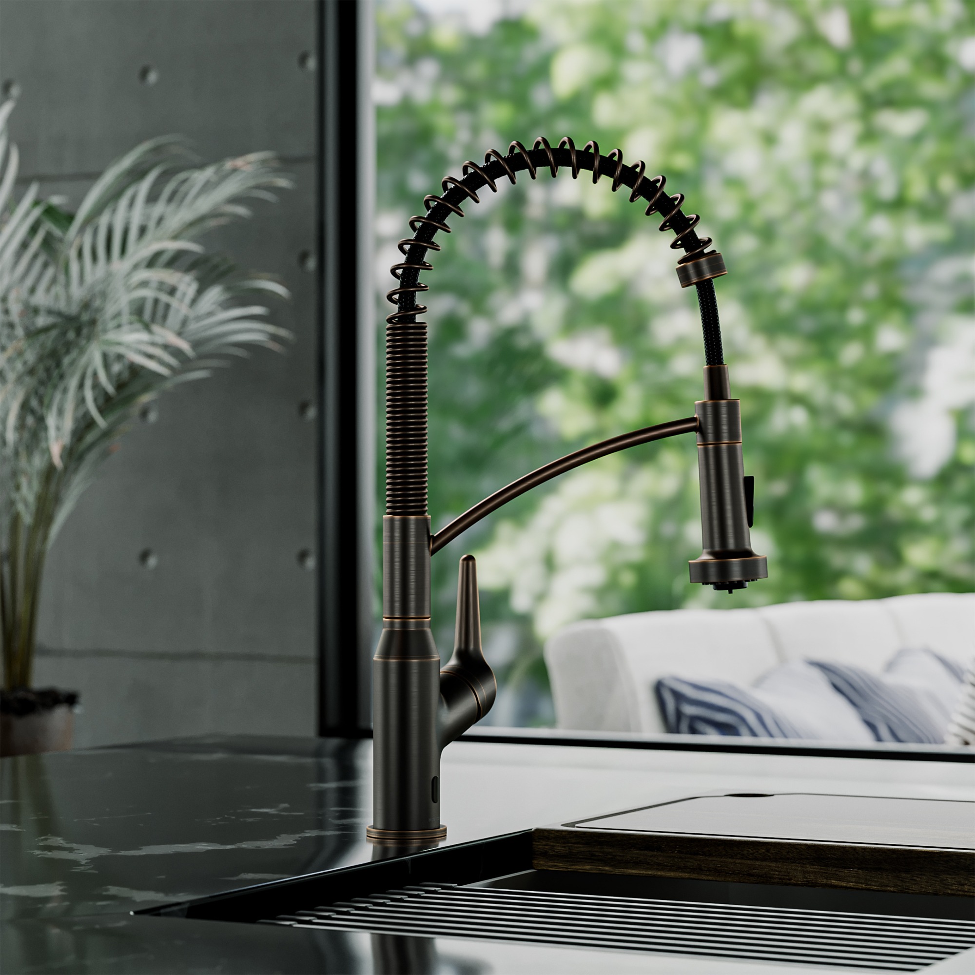 Scottsdale Touchless Single-Handle Pull-Down Sprayer Kitchen Faucet in Oil Rubbed Bronze with Revolve Mini Aerator 128
