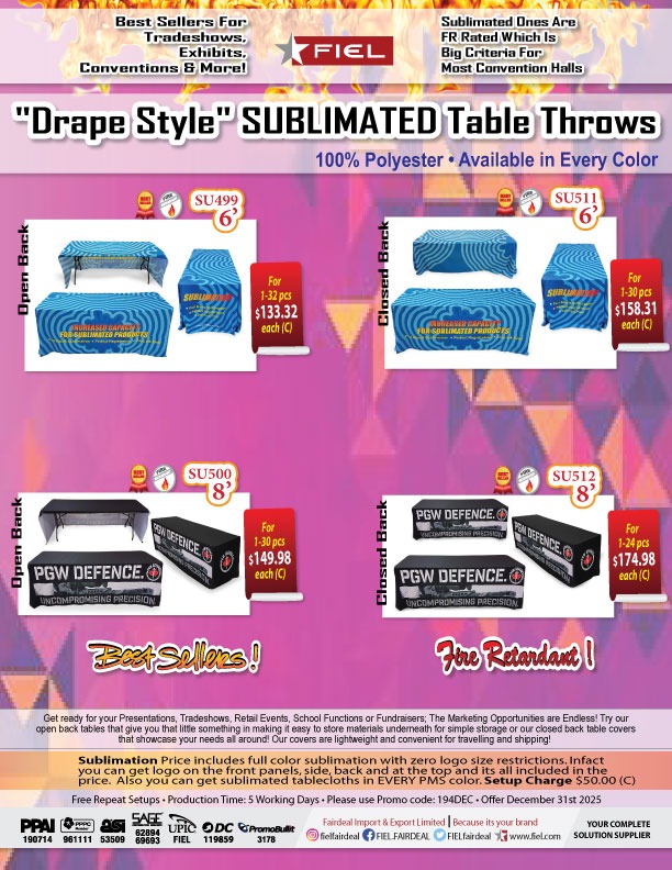 Sublimated Table Throws Specials 289