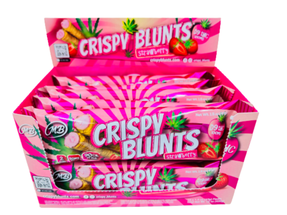 D9 Box of 10 (2 packs) 100mg with Strawberry Cream Crispy Blunts Crispy Phyllo Dough 2 Sticks 1.5 oz 1001