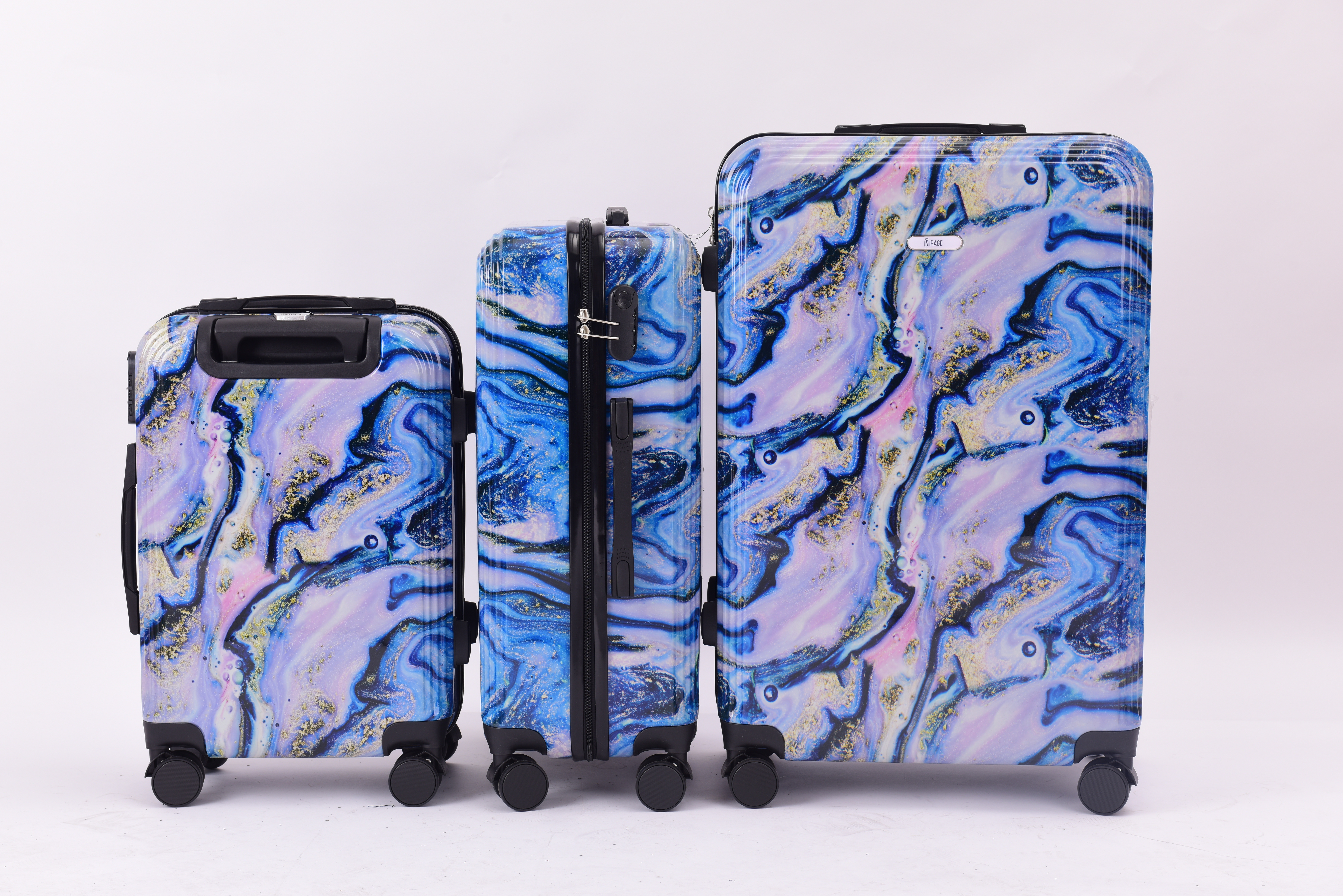 Leila ABS Hard shell Lightweight 360 Dual Spinning Wheels Combo Lock 28", 24", 20" 3 Piece Luggage Set (Cosmos) 165