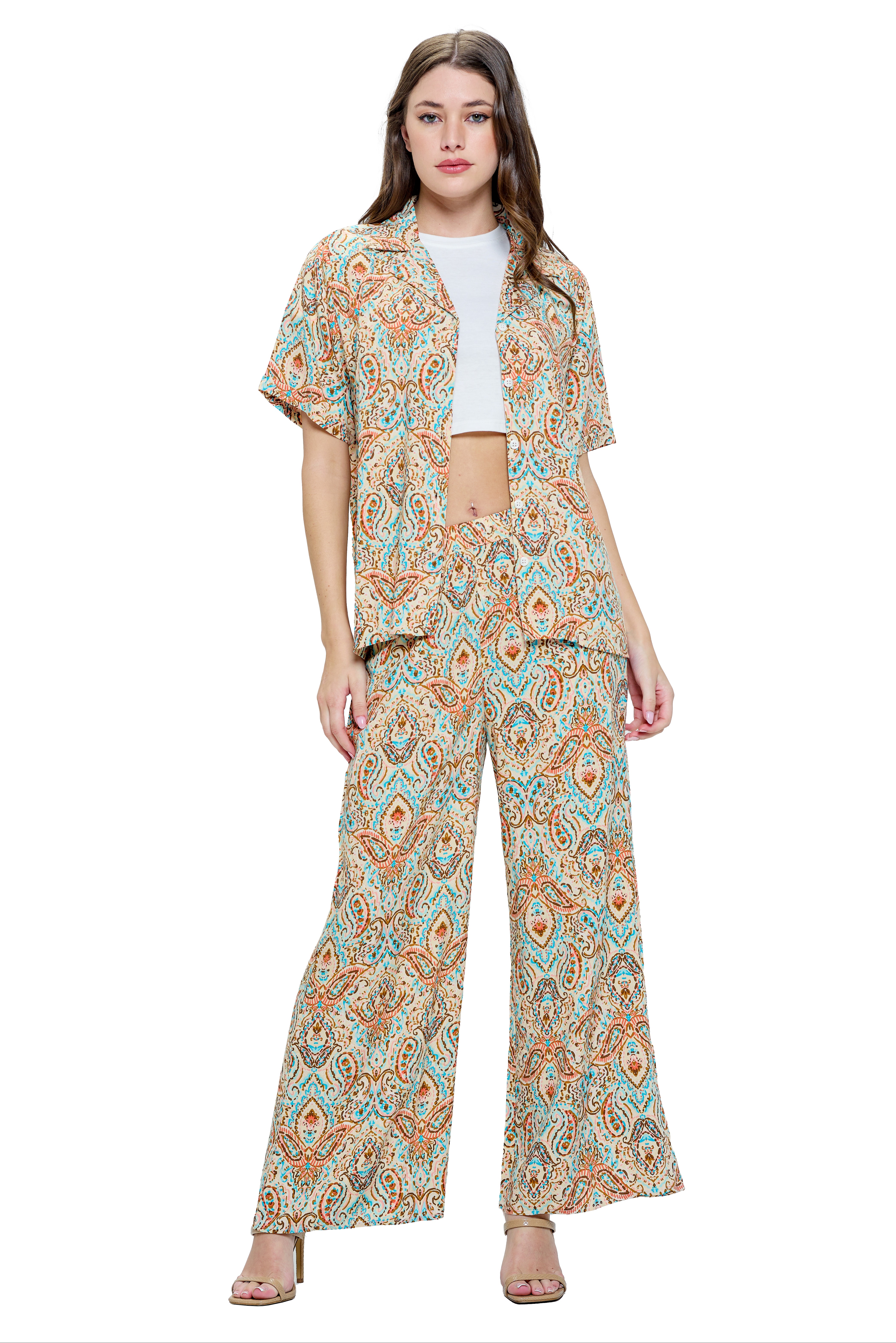 Boho Pants Paisley Print & Matching Shirt 321