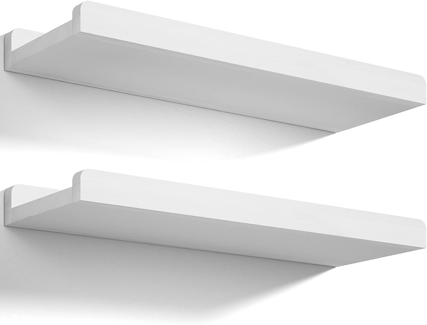 Love-KANKEI Floating Shelves Wall Mounted Set of 2, 17 Inch Rustic Wood Wall Shelves for Storage, Bedroom Living Room Bathroom Kitchen Office and More 357