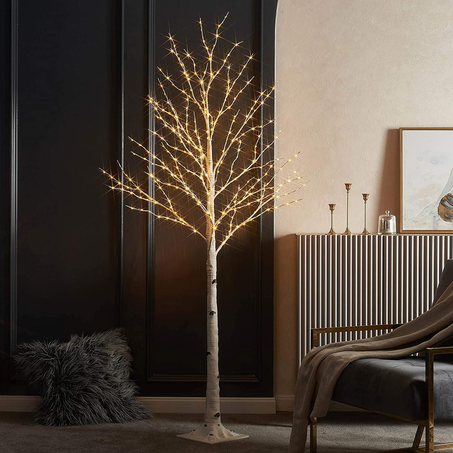 6FT DECORATIVE BIRCH TREE WITH LED LIGHTS INDOOR/OUTDOOR 385