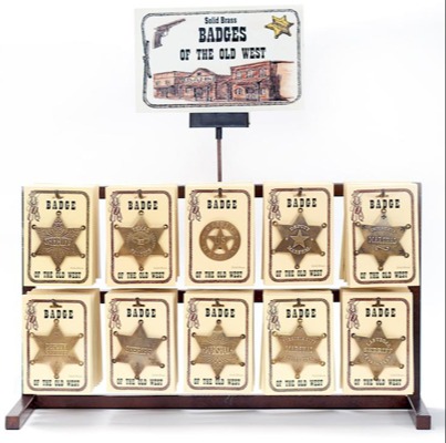Old Western Brass Badge Display System 477