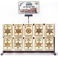 Old Western Brass Badge Display System 478