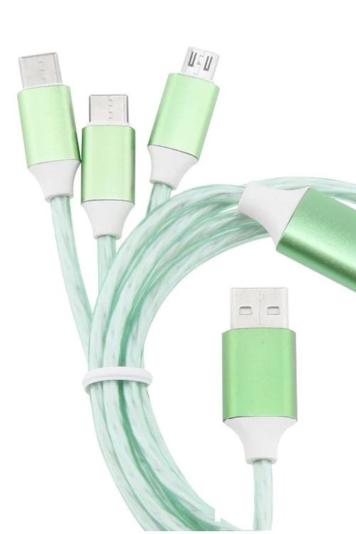 LED 3 IN 1 Cable With Light with Iphone, Type-C, and V8 ports 3N1L 613