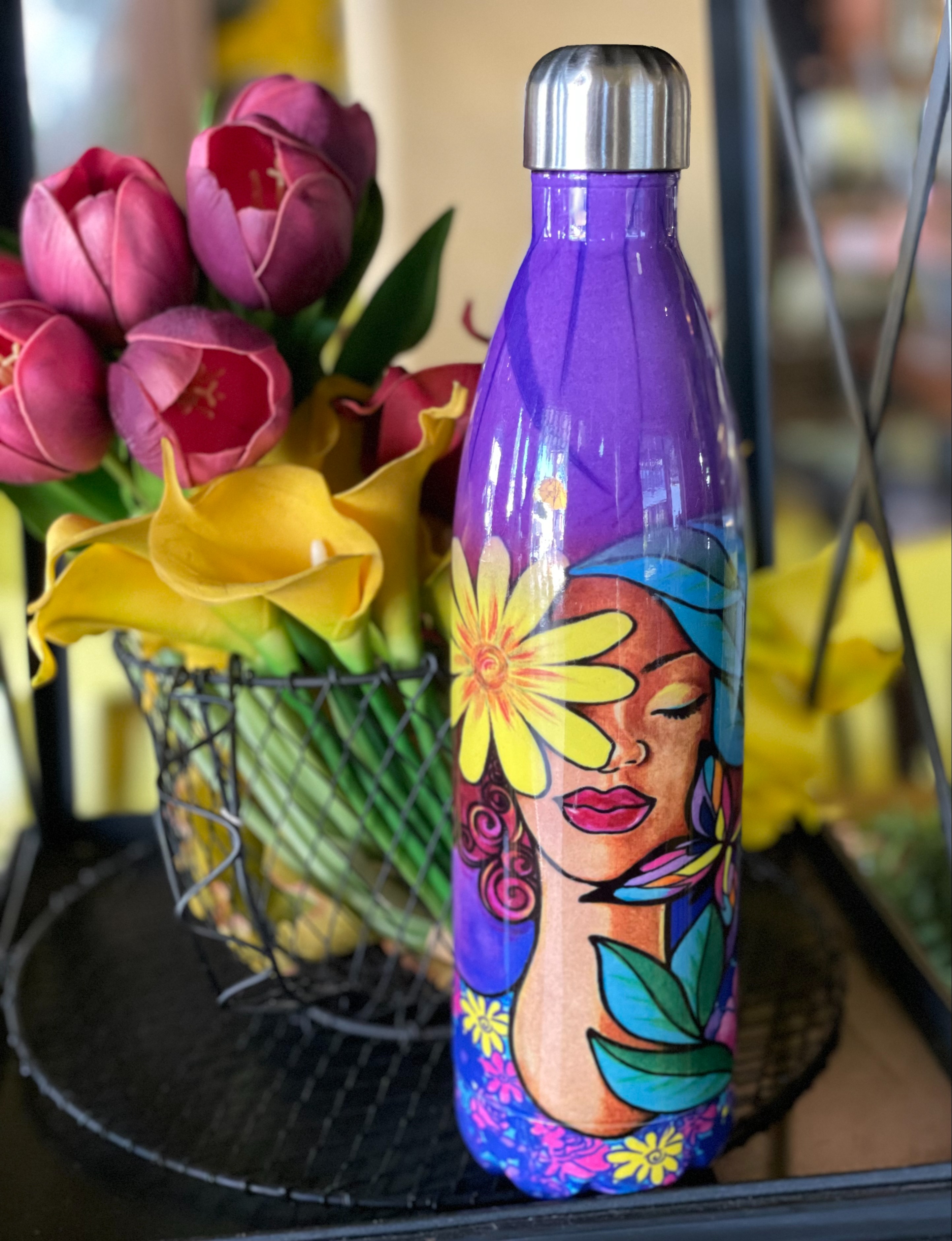 Large Stainless Steel African American Bottles 895