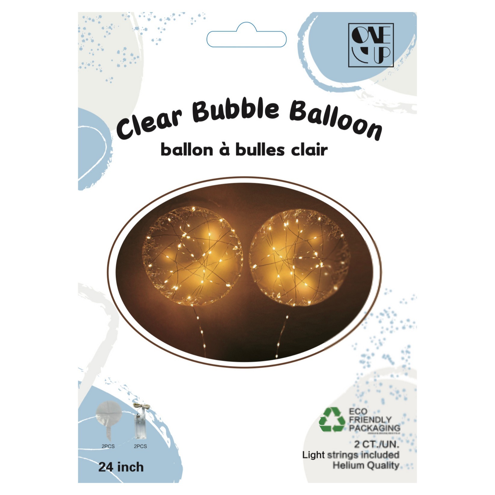 ONE UP Clear Bubble Balloon with light strings 936