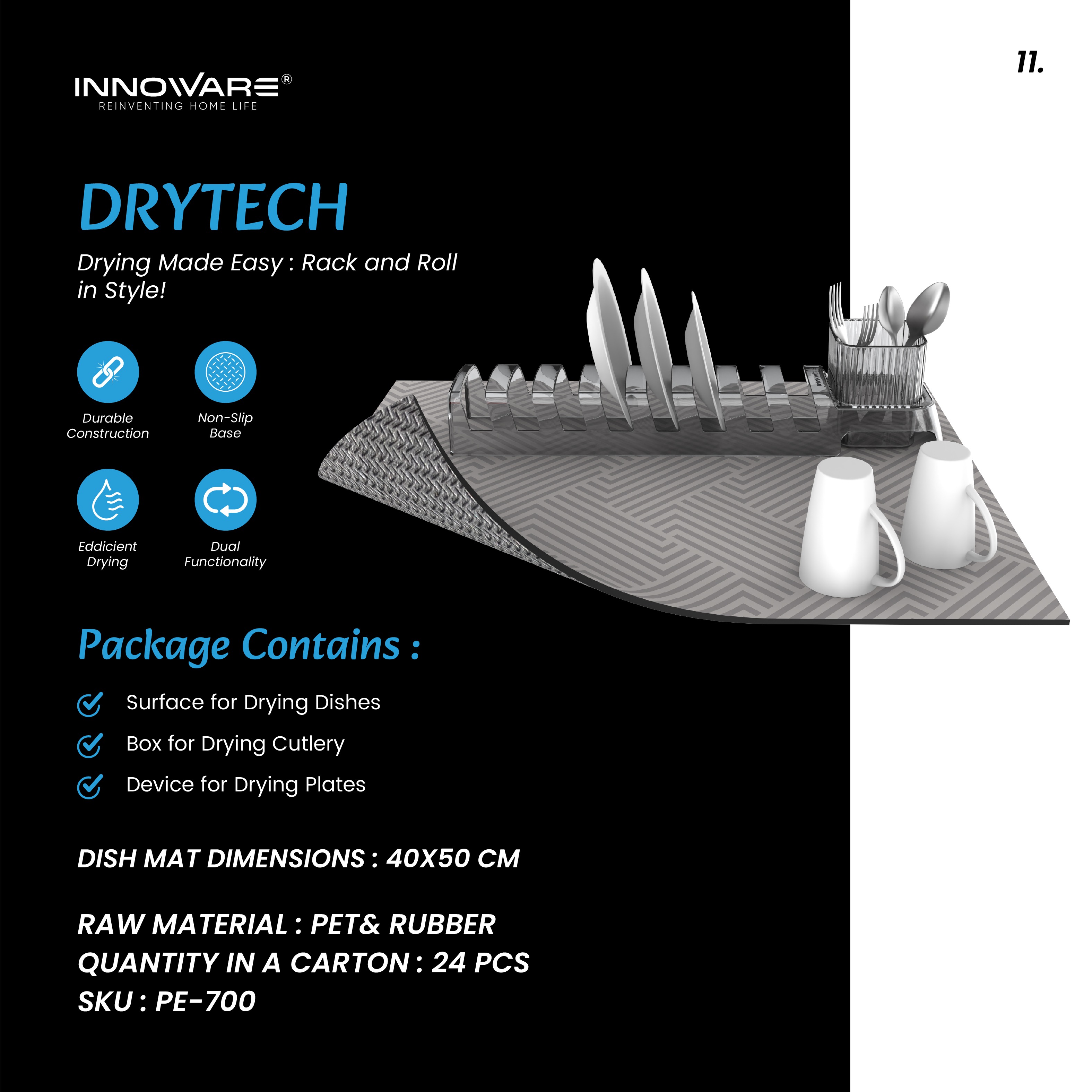 Dry Tech-Dish Rack with Drying mat 1318
