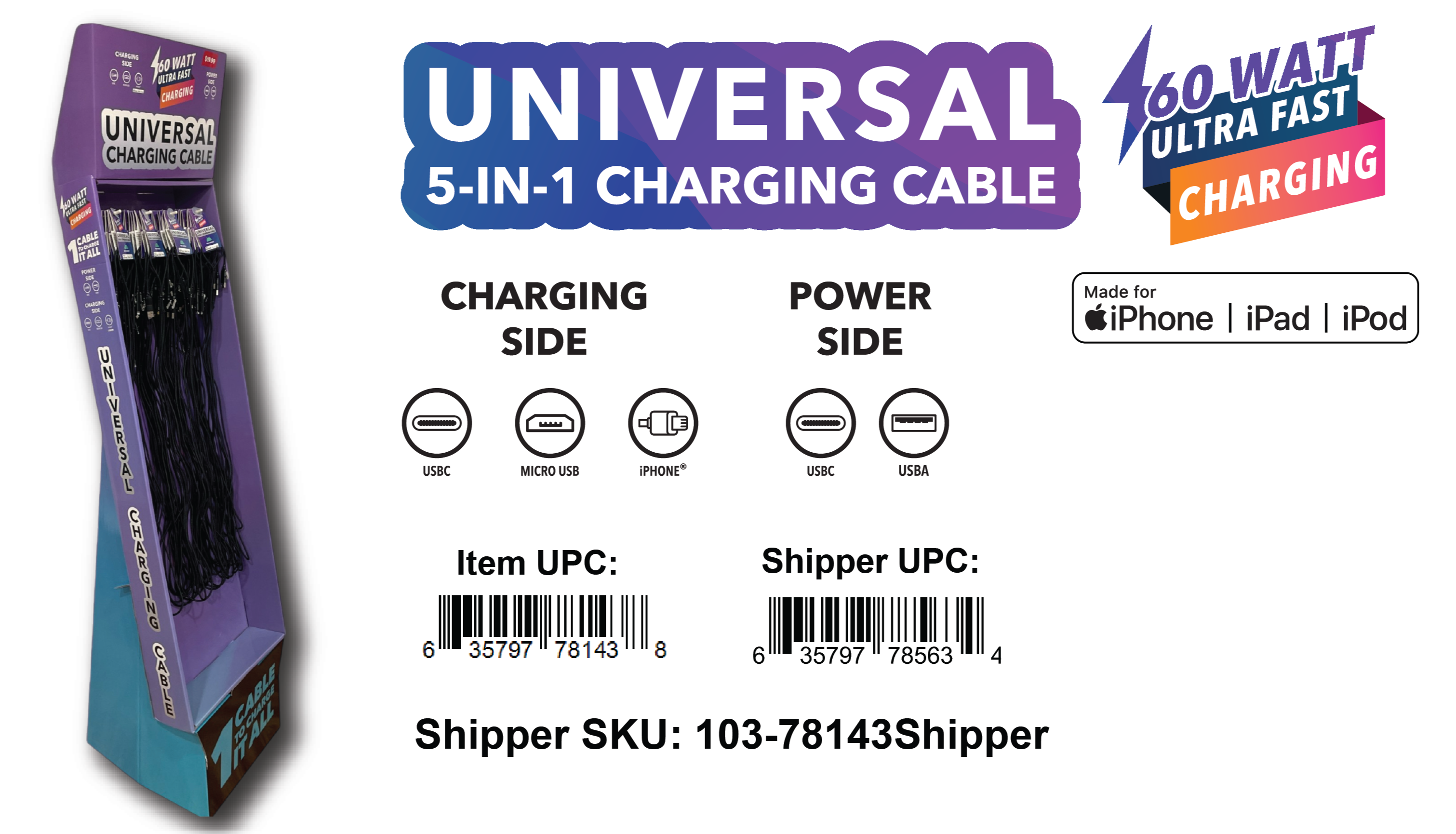 1 Cable to Charge it All! - Universal 5-in-1 Charging Cable 1338