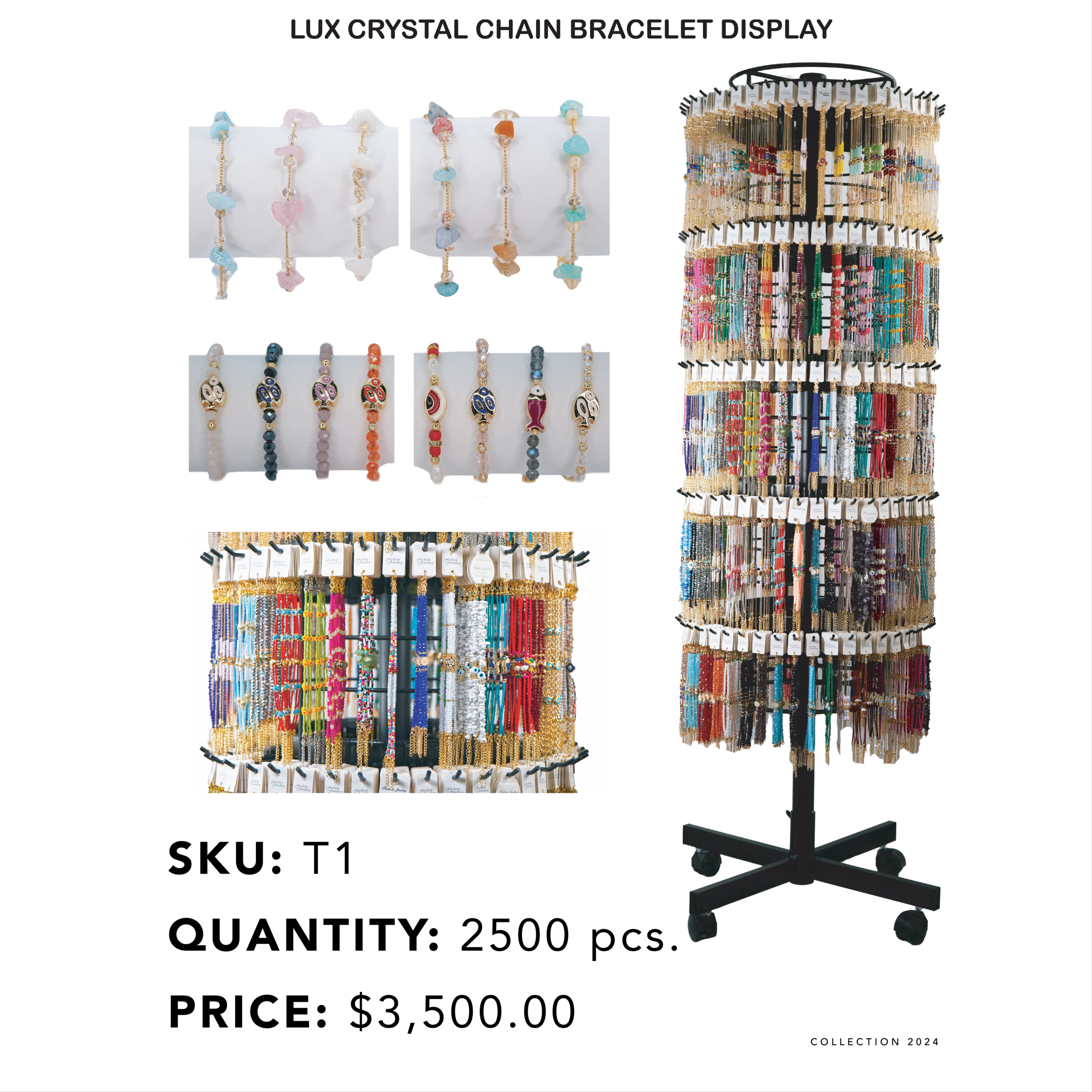 Lux Crystal Bracelet Display, 2500 Piece Bracelet Display 1476