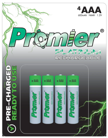 29124  - Promier Platinum AAA Rechargeable Ni-Mh Battery 4 Pack 182