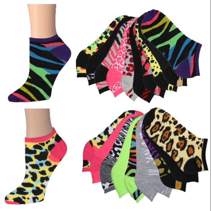 Women's 10 pack No-Show Print Socks 1822
