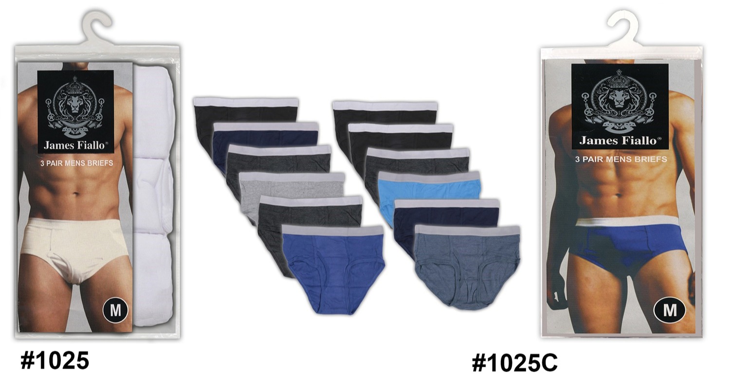 Men's 3 pack White & Color 100% Cotton Briefs 1873