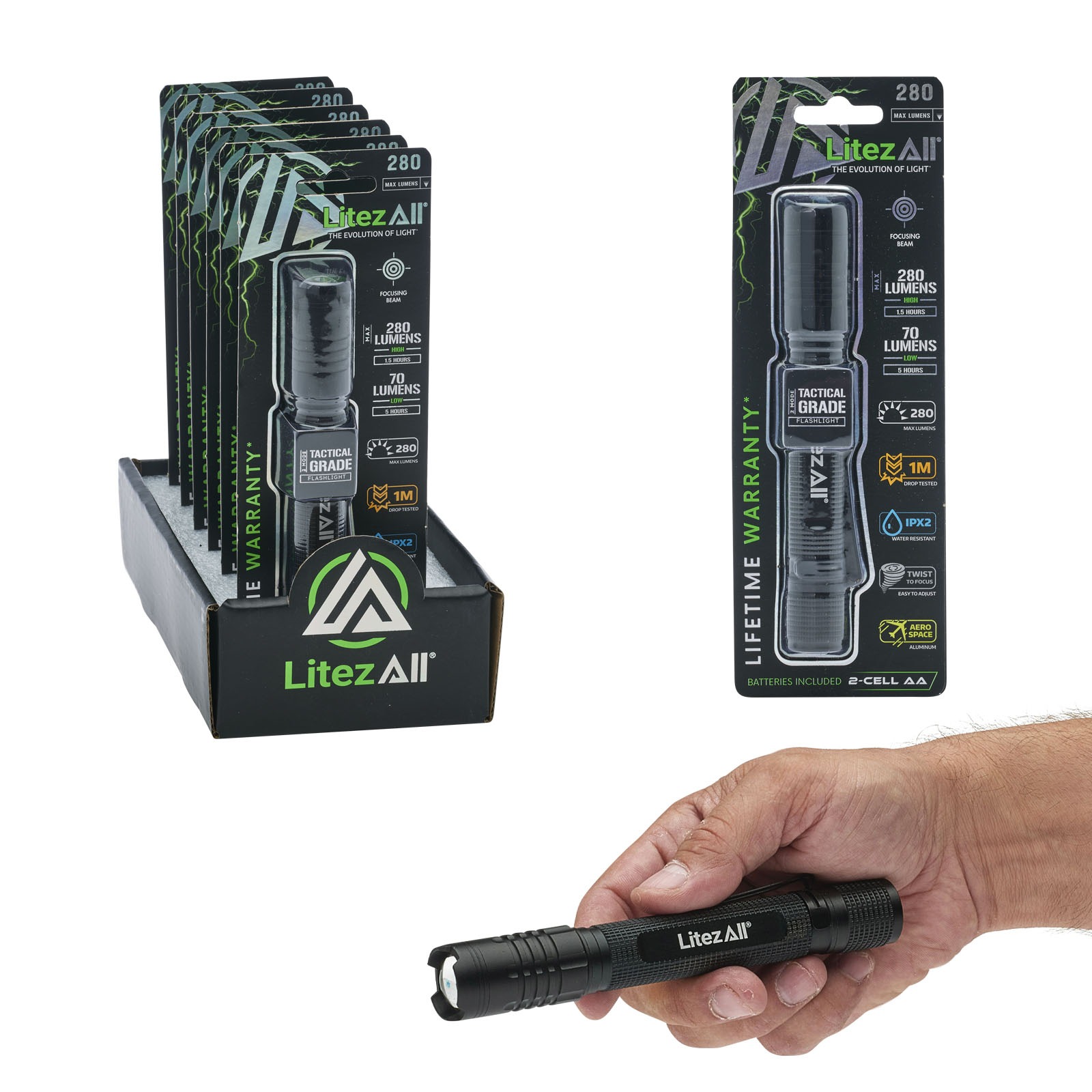 20961  - LitezAll 280 Lumen Tactical Flashlight 213