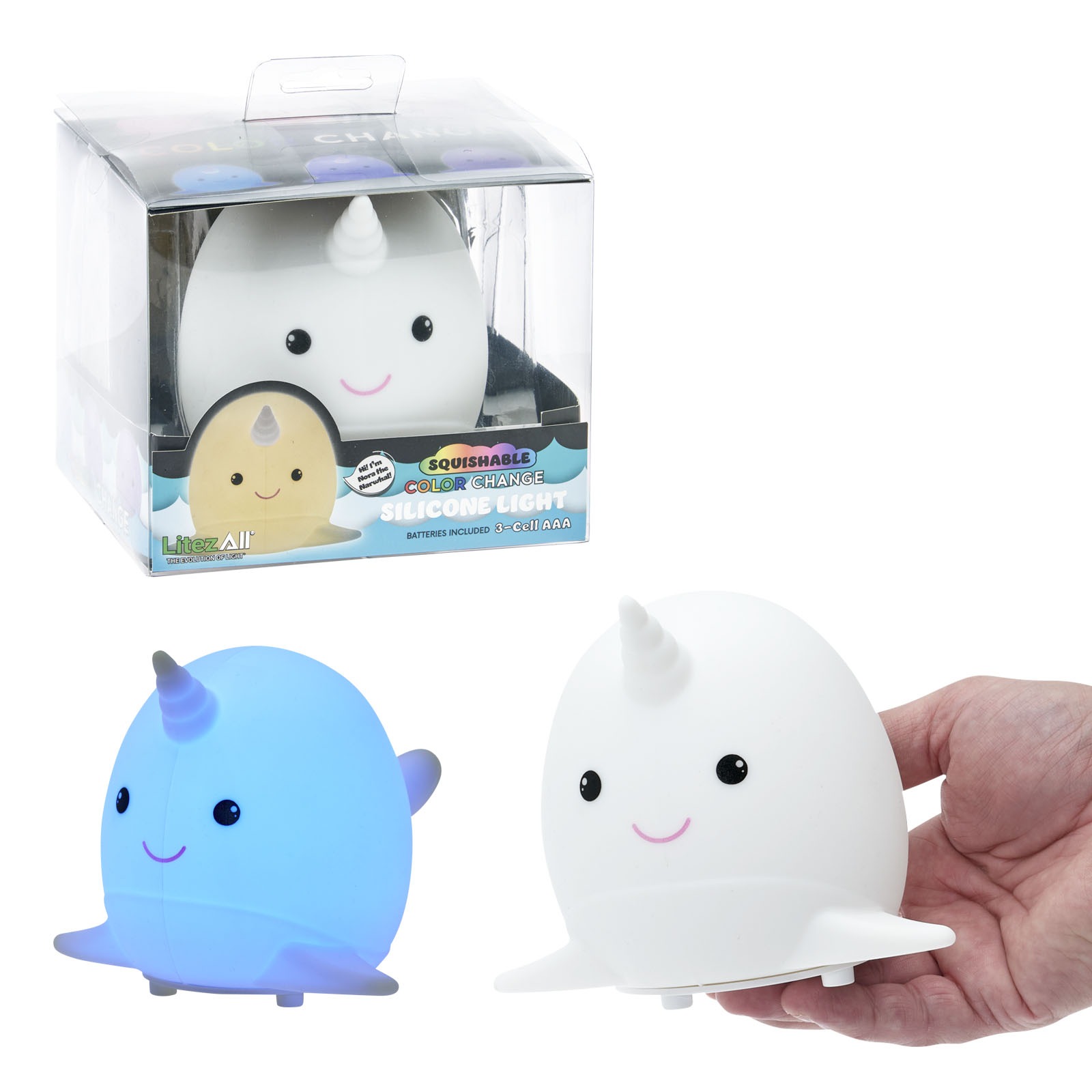 27663  - LitezAll Narwhal Squishable Color Changing Silicone Lantern 232