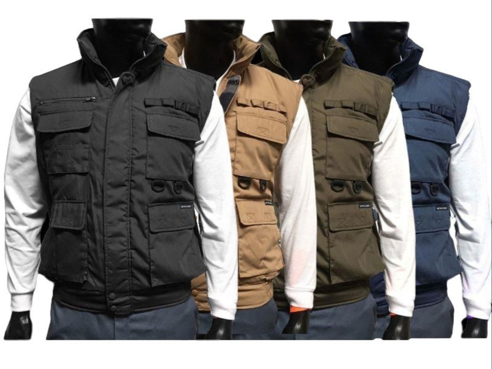 Men's Multiple Pocket Water Resistant Poplin Shell Polar Fleece Lined Padded Utility Vest 24