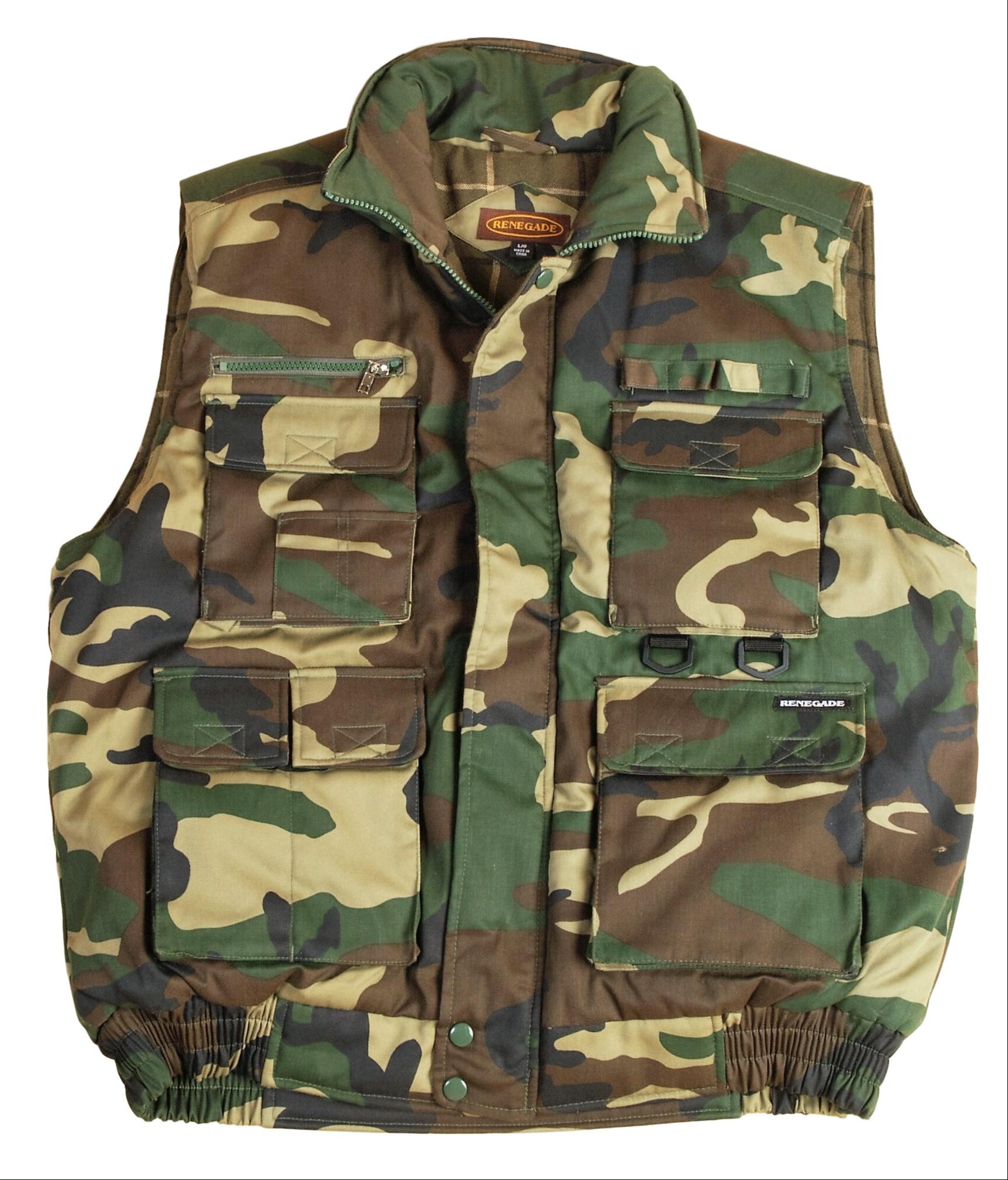 Men’s Camouflage Multiple Pocket Water Resistant Poplin Shell Polar Fleece Lined Padded Utility Vest 25