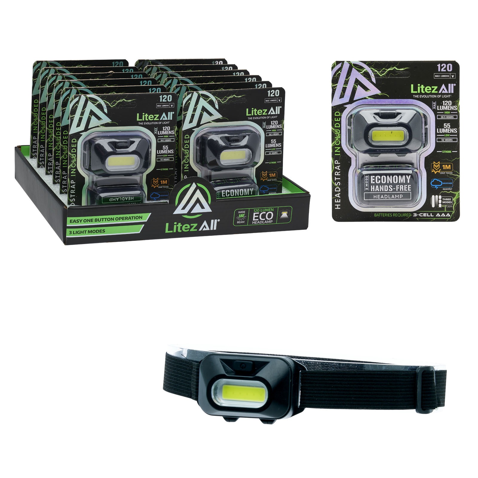 22989  - LitezAll 120 Lumen LED Mini Headlamp 256