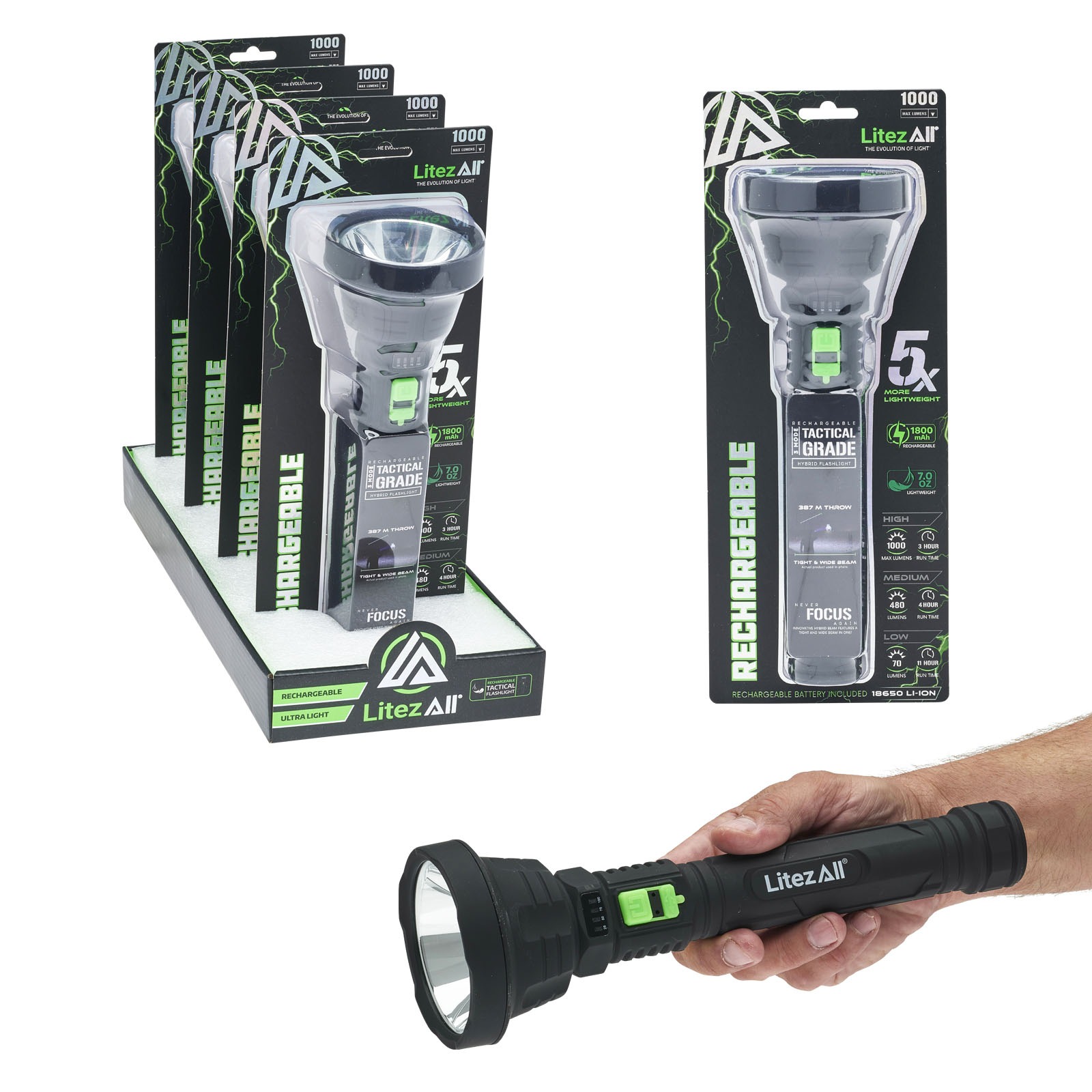 25201  - LitezAll Rechargeable Ultac Ultra Lite Soft Touch Flashlight 279