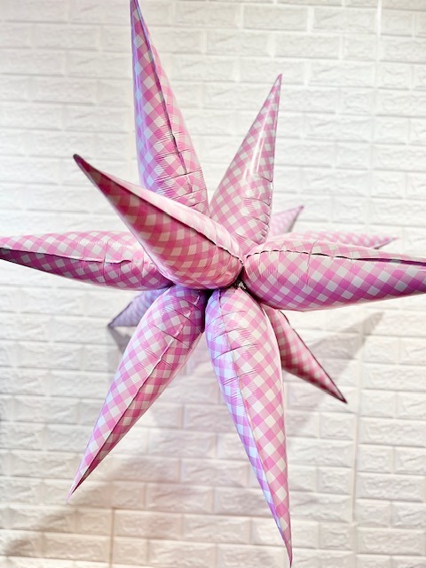 Pink and White Checkered Starburst Balloon 469