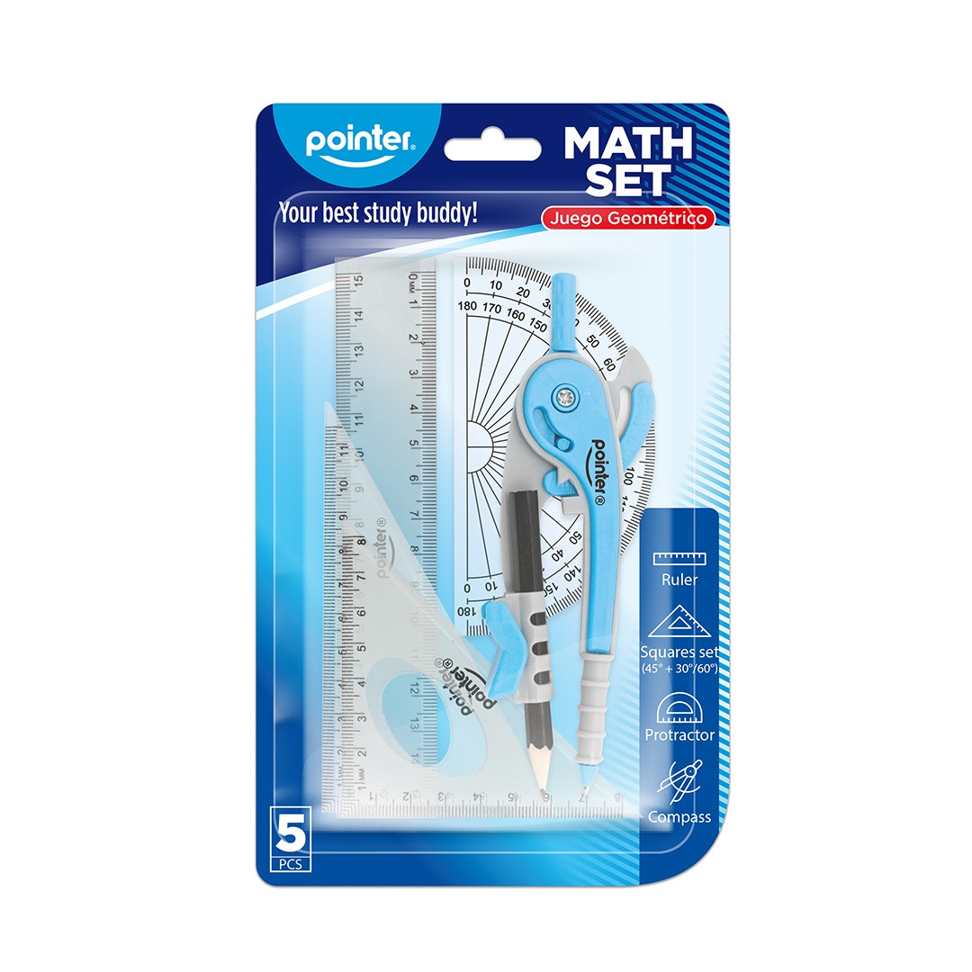 MATH SET OF GEOMETRY BLISTER - 5 PIECES 483