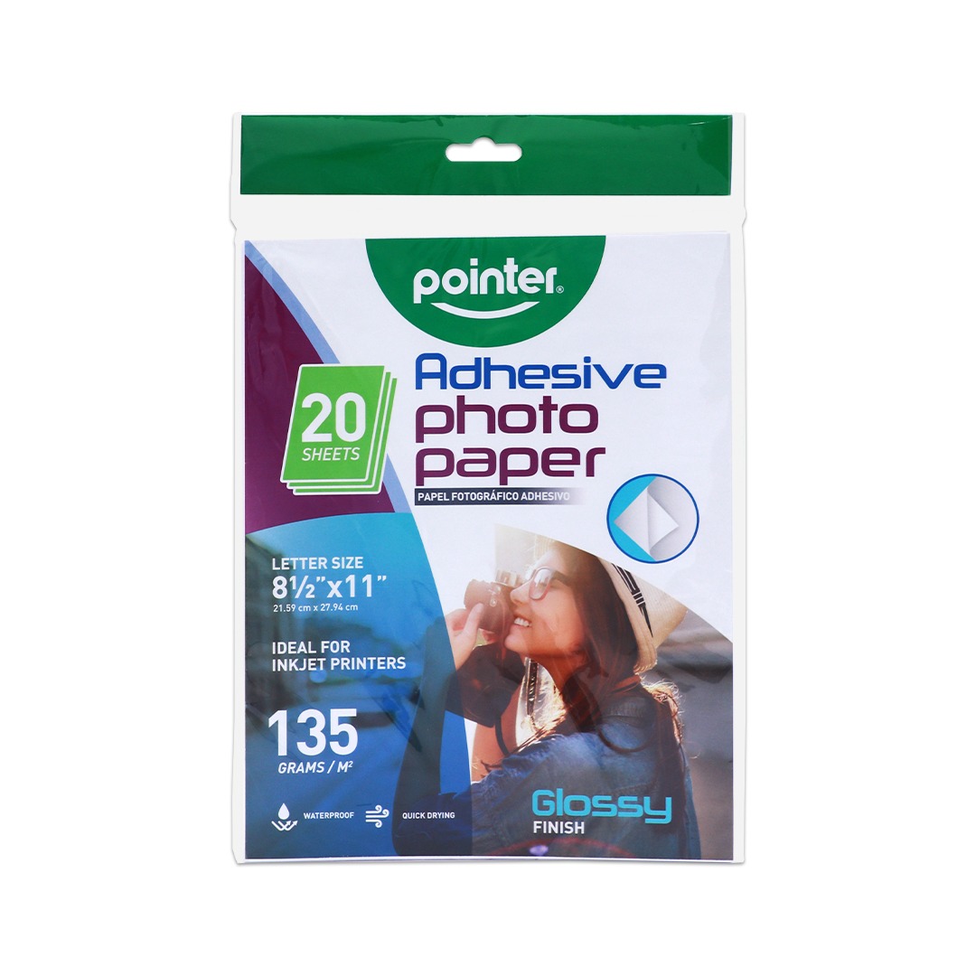 ADHESIVE GLOSSY PHOTO PAPER, 8.5X11",135GSM FOR INKJET PRINTERS SET OF 20  SHEETS 511