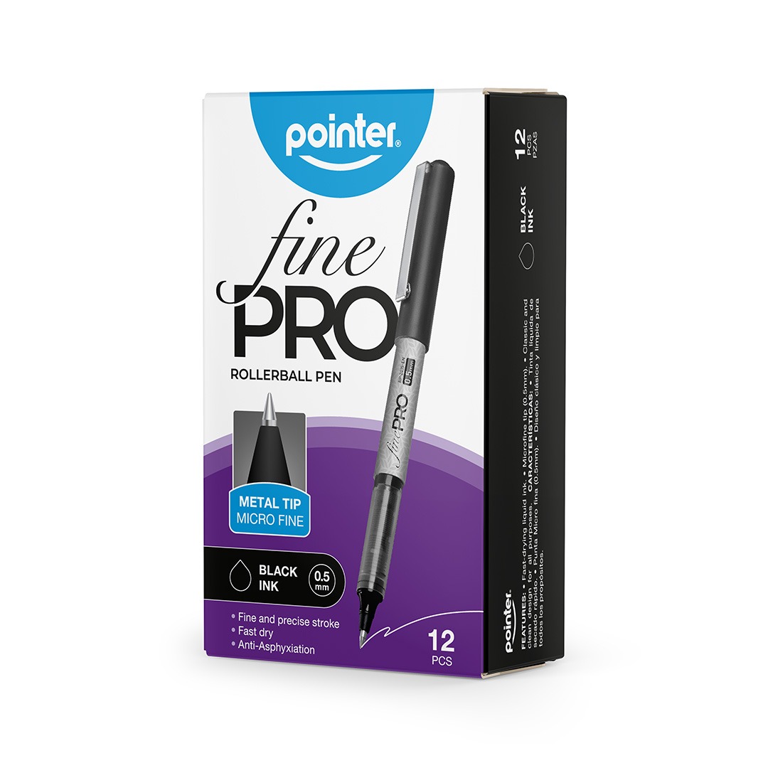 PEN FINE PRO ROLLER BALL BLACK INK - 0.5MM 12 PIECES 526