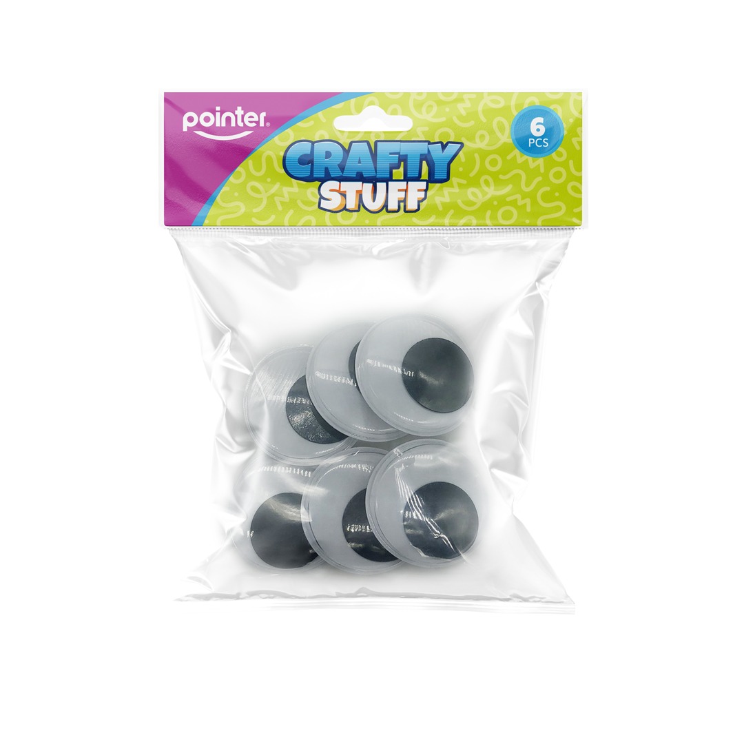GOOGLY EYES WIGGLY BLACK AND WHITE JUMBO 6 PIECES 530