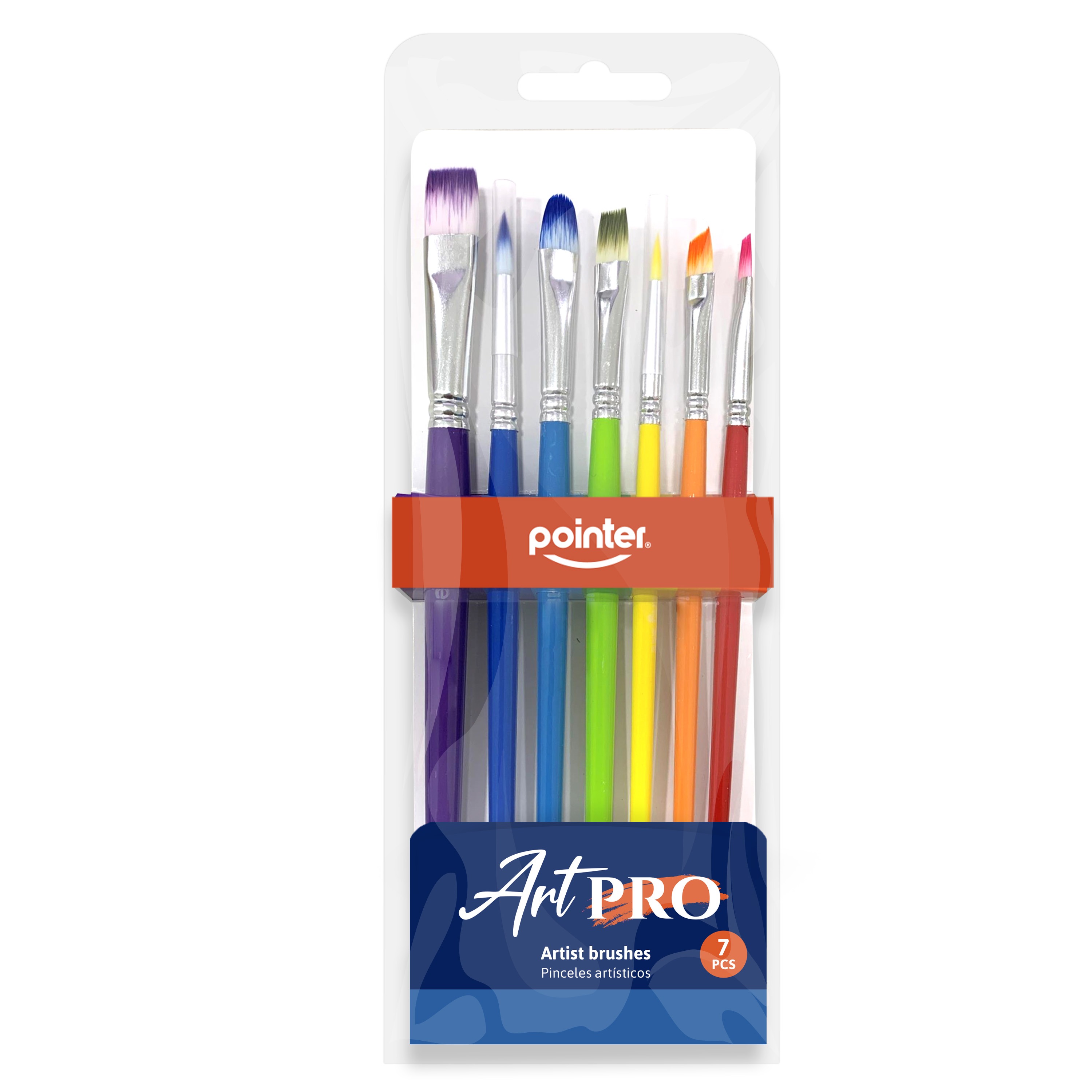 PAINTBRUSHES SYNTHETIC BRISTLE - COLORFUL - SET OF 7 PIECES 531