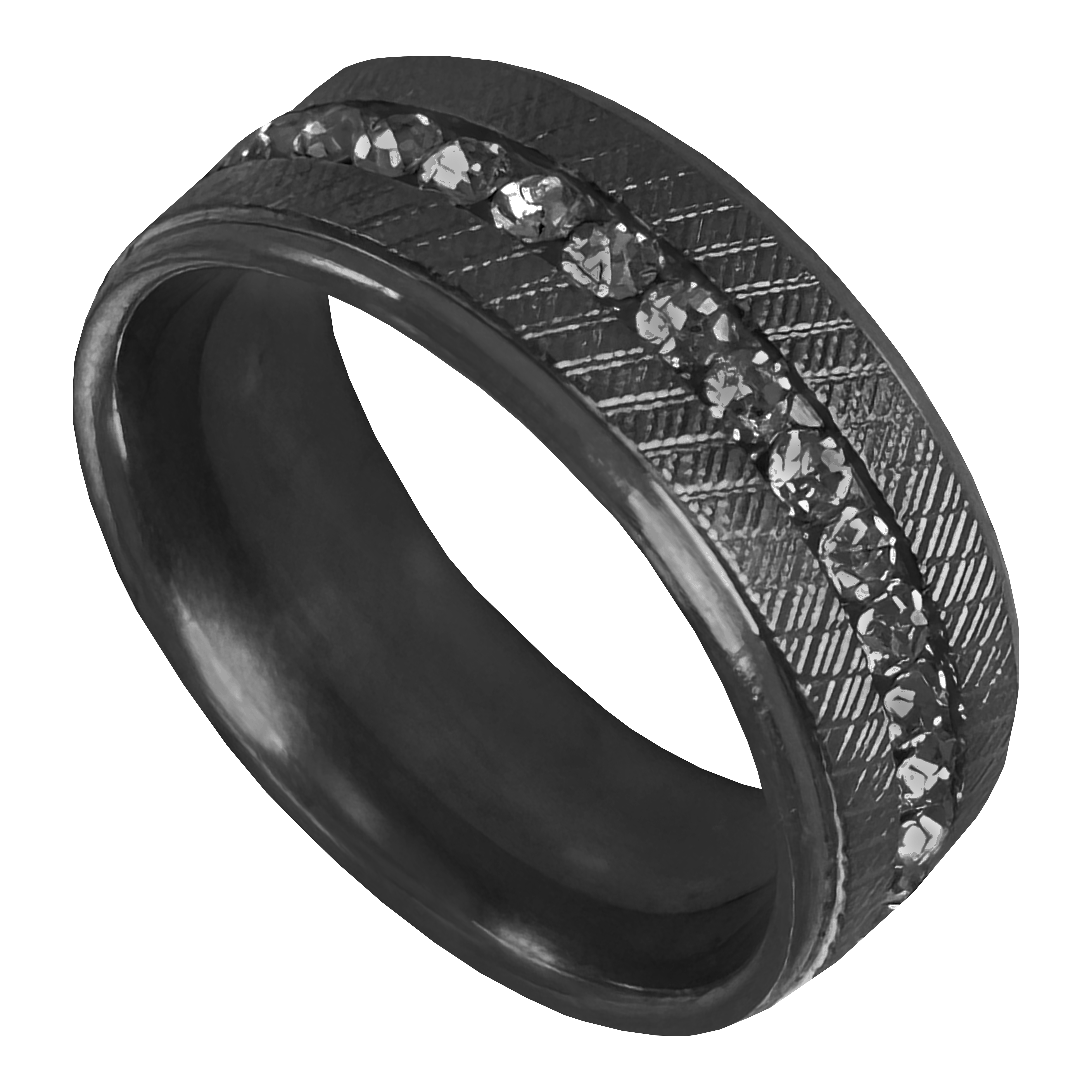Black Cubic Zirconia Stainless Steel Ring 582