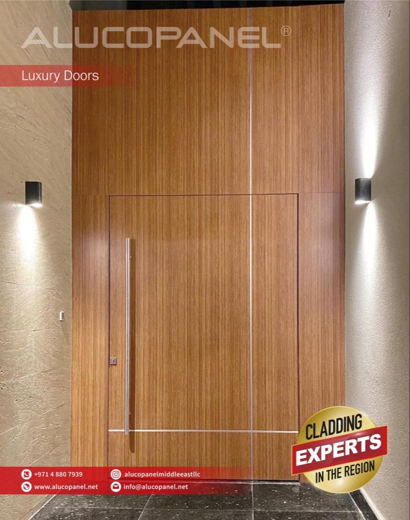 Luxury Doors possible with Wooden Finishes Aluminium composite materials with Fire-safe core by Alucopanel Dubai 325