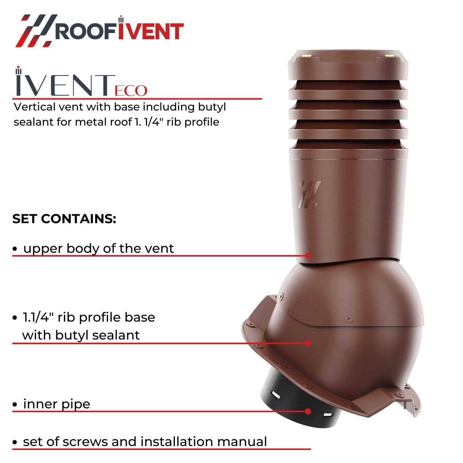 Ivent ECO – Metal Rib Profile 1,1/4" Exhaust Vent 279