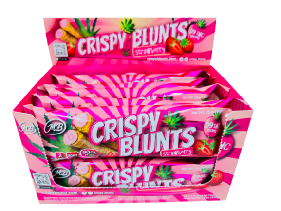 D9 Box of 10 (2 packs) 100mg Crispy Blunts with Strawberry Cream Crispy Phyllo Dough 2 Sticks 1.5 oz 1218