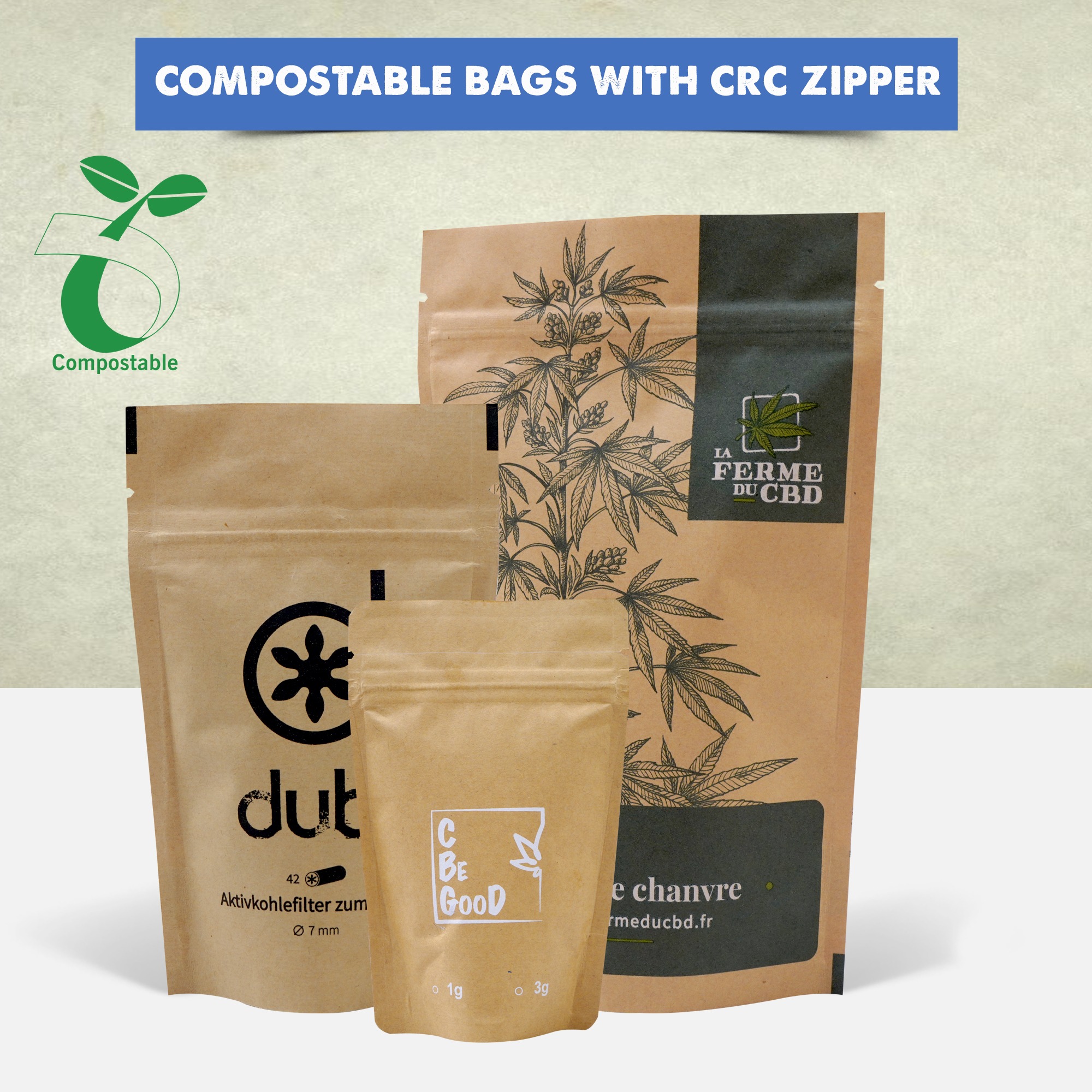 Compostable Bags with CRC Zipper 125