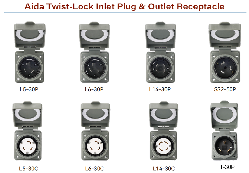 Aida Twist-Lock 30 Amp Travel Trailer Inlet Plug 324