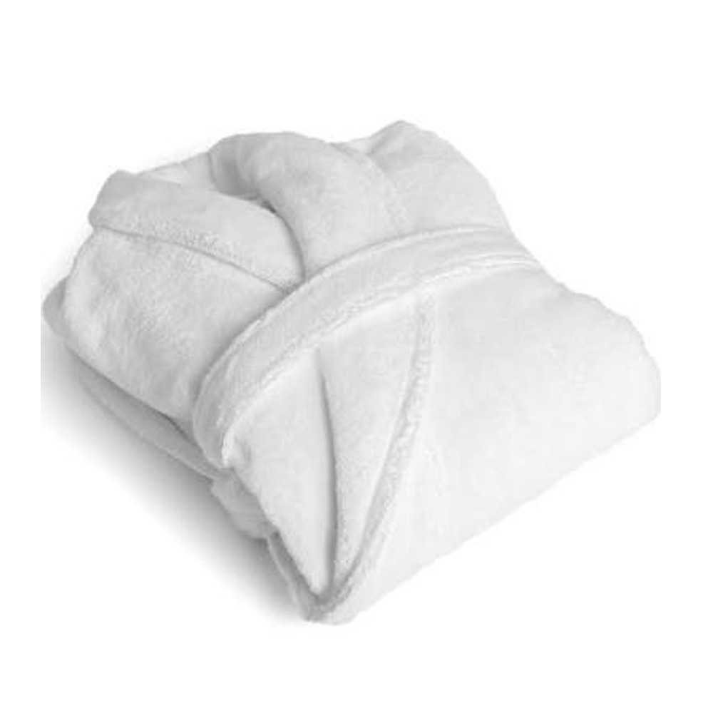 Terry Velour Shawl Collar Plush Bathrobes - WHITE 190