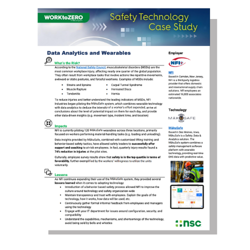 MakuSafe Reduces MSDs, Strains & Exertion by 74% - NSC Work to Zero Case Study 569