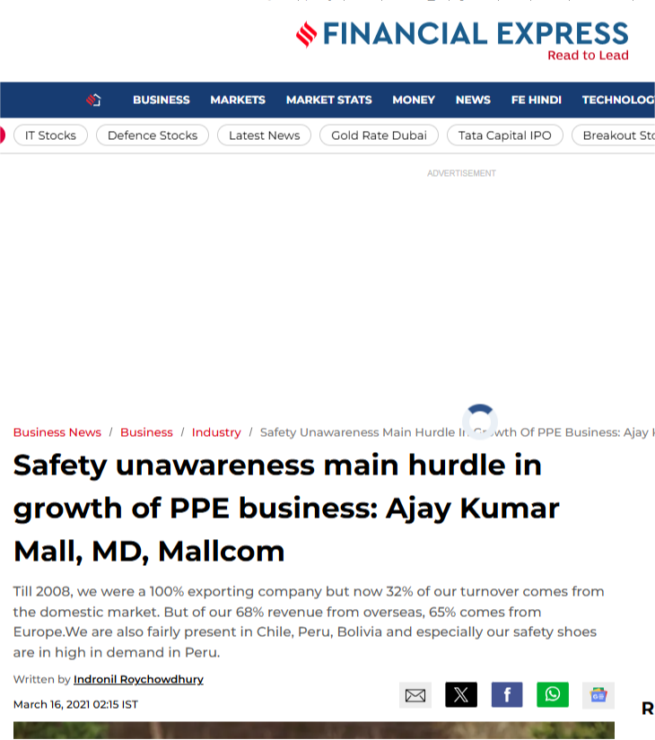 Safety unawareness main hurdle in growth of PPE business: Ajay Kumar Mall, MD, Mallcom 607