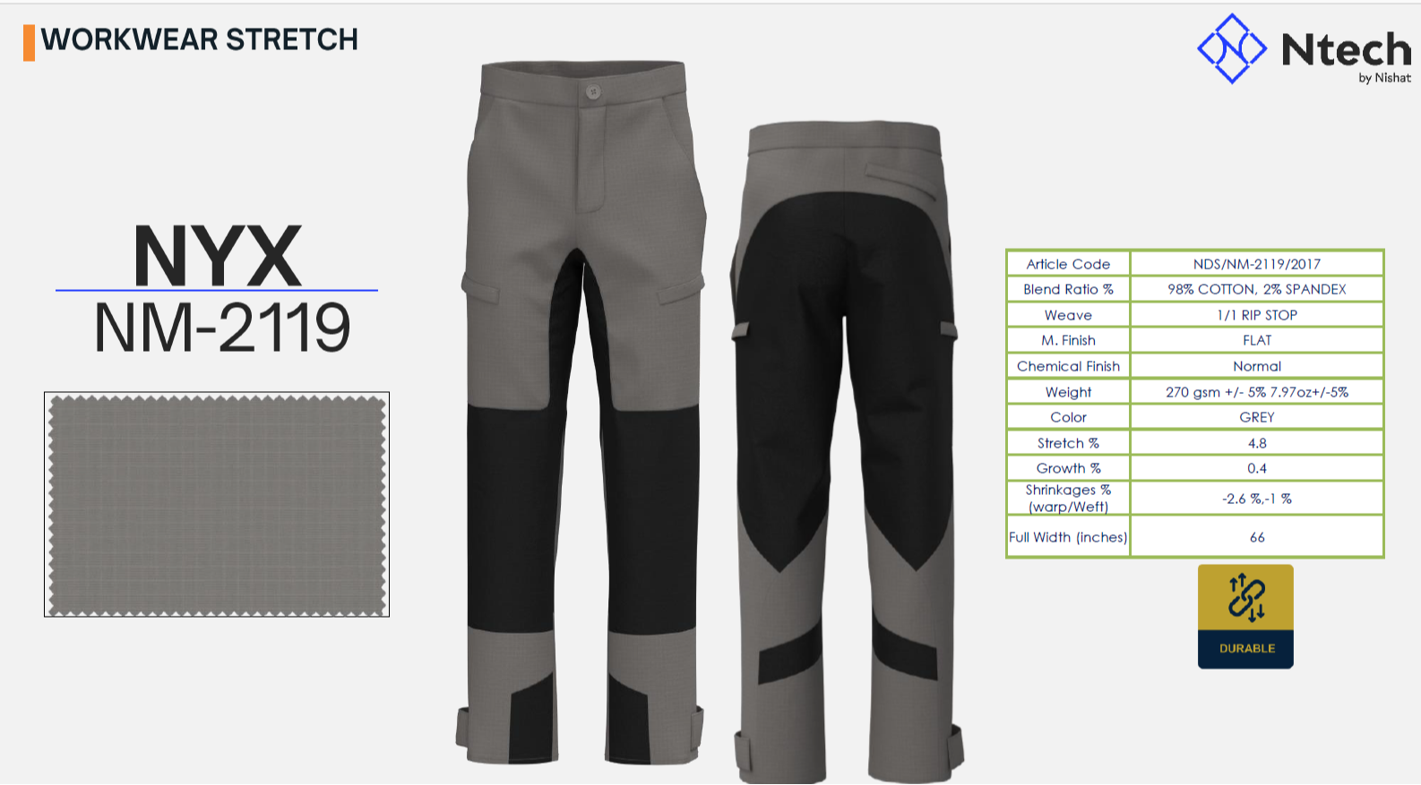 8oz Cotton Stretch Ripstop 610