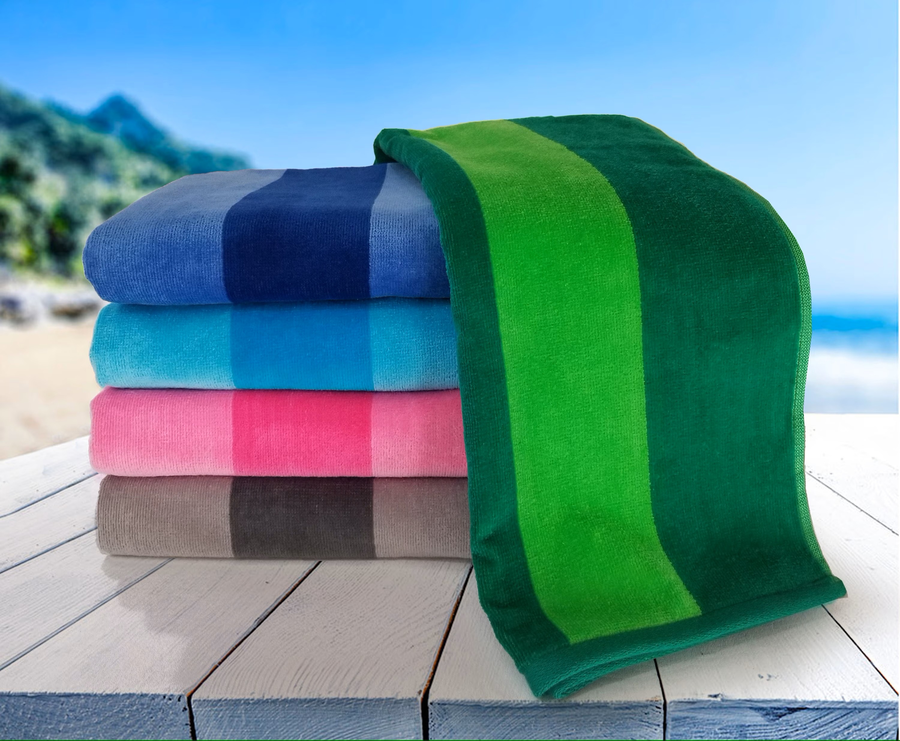 Striped Beach towels by Maya Island, two tone color made with 100% cotton. 117