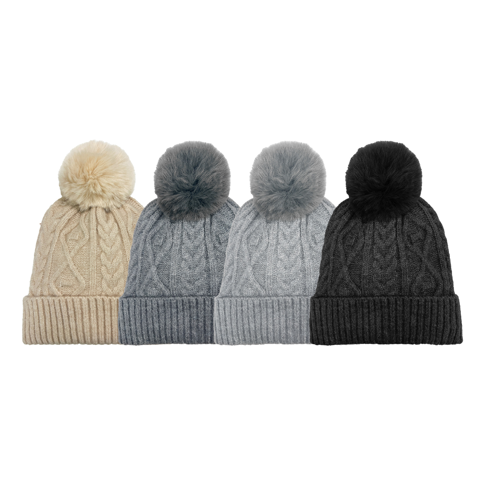 Women's Faux Fur Pom Beanie 18