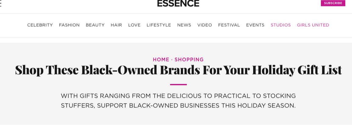 Essence Magazine Holiday Roundup featuring Hustle & Hope 1027