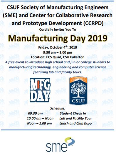 Manufacturing Day October 4th  CSUF 616