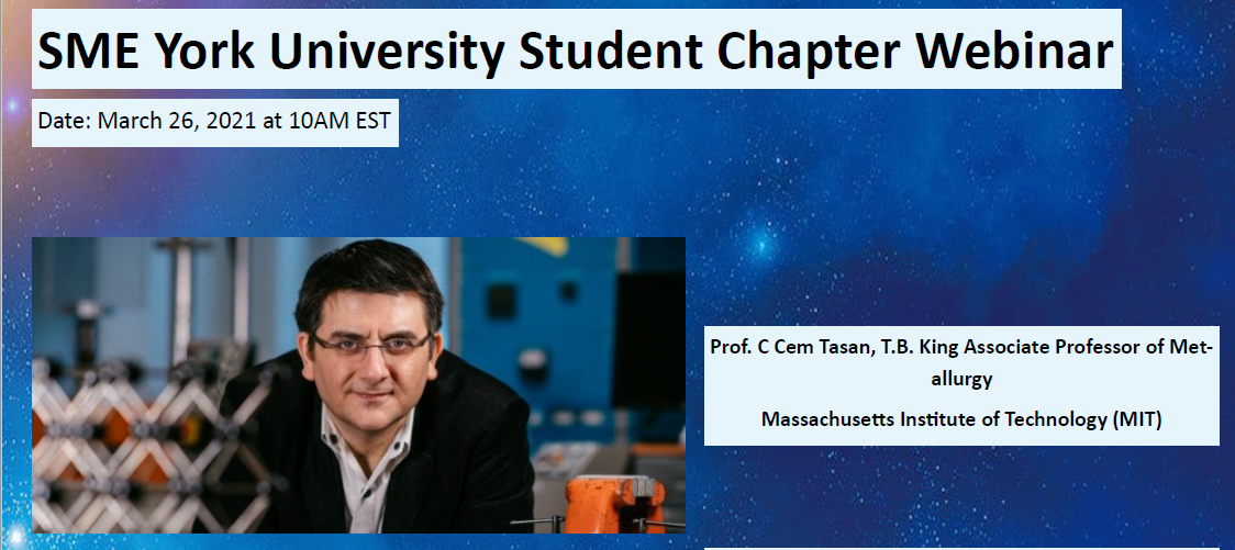 Webinar on In-situ Characterization of Damage Mechanisms in Metals by Prof. C Cem Tasan, MIT, USA, 26 March 10AM EST 999
