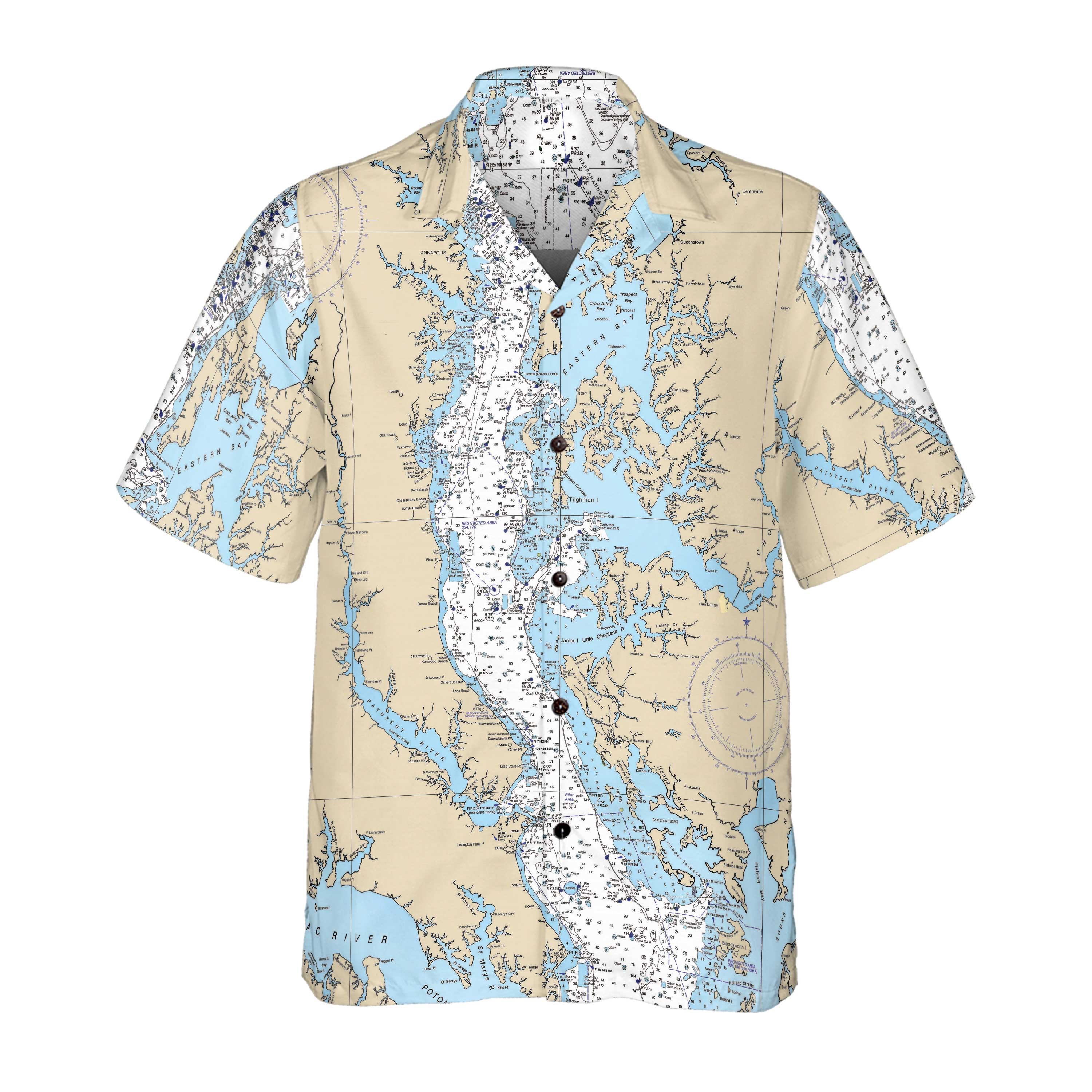 The Chesapeake Bay Explorer Coconut Button Camp Shirt 878