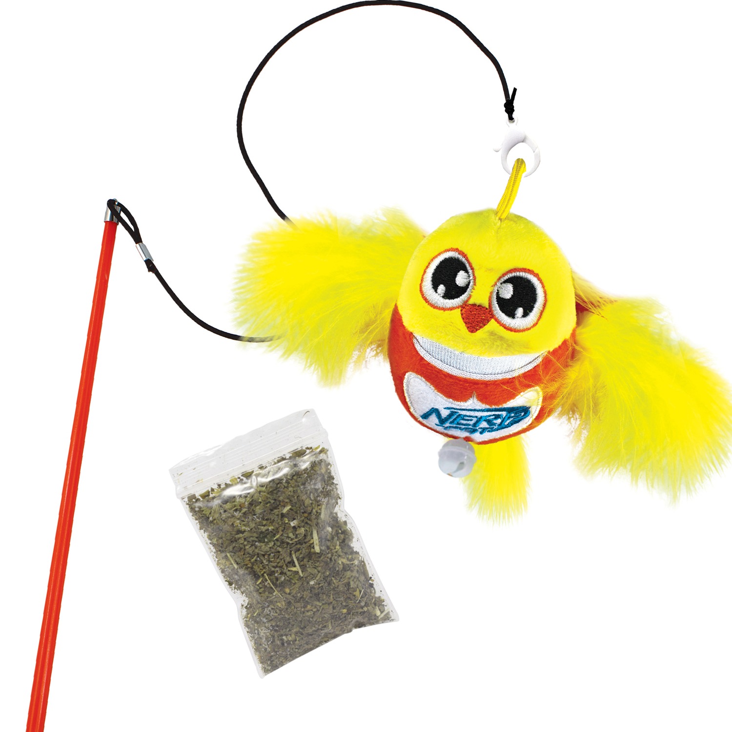 NERF Cat Catnip Blaster, Puzzle Feeder, and Plush Bird with Bell, Wand, and Catnip Pouch 1049