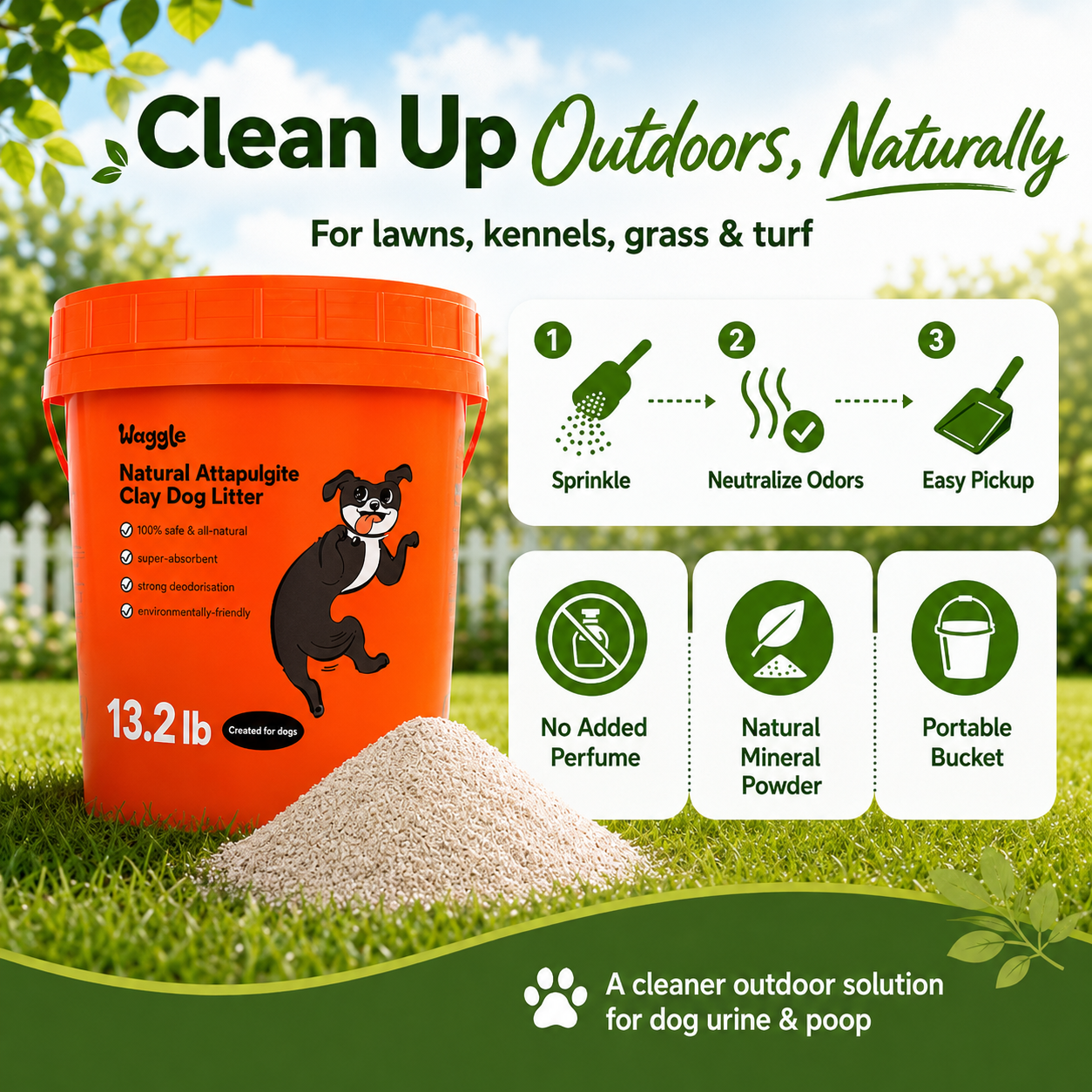 Waggle Natural Attapulgite Dog Waste Neutralizer for Lawn, Grass & Turf 434