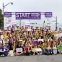 We love the start/finish banner at this start/finish line.  We also love the side panels with sponsor shout-outs.